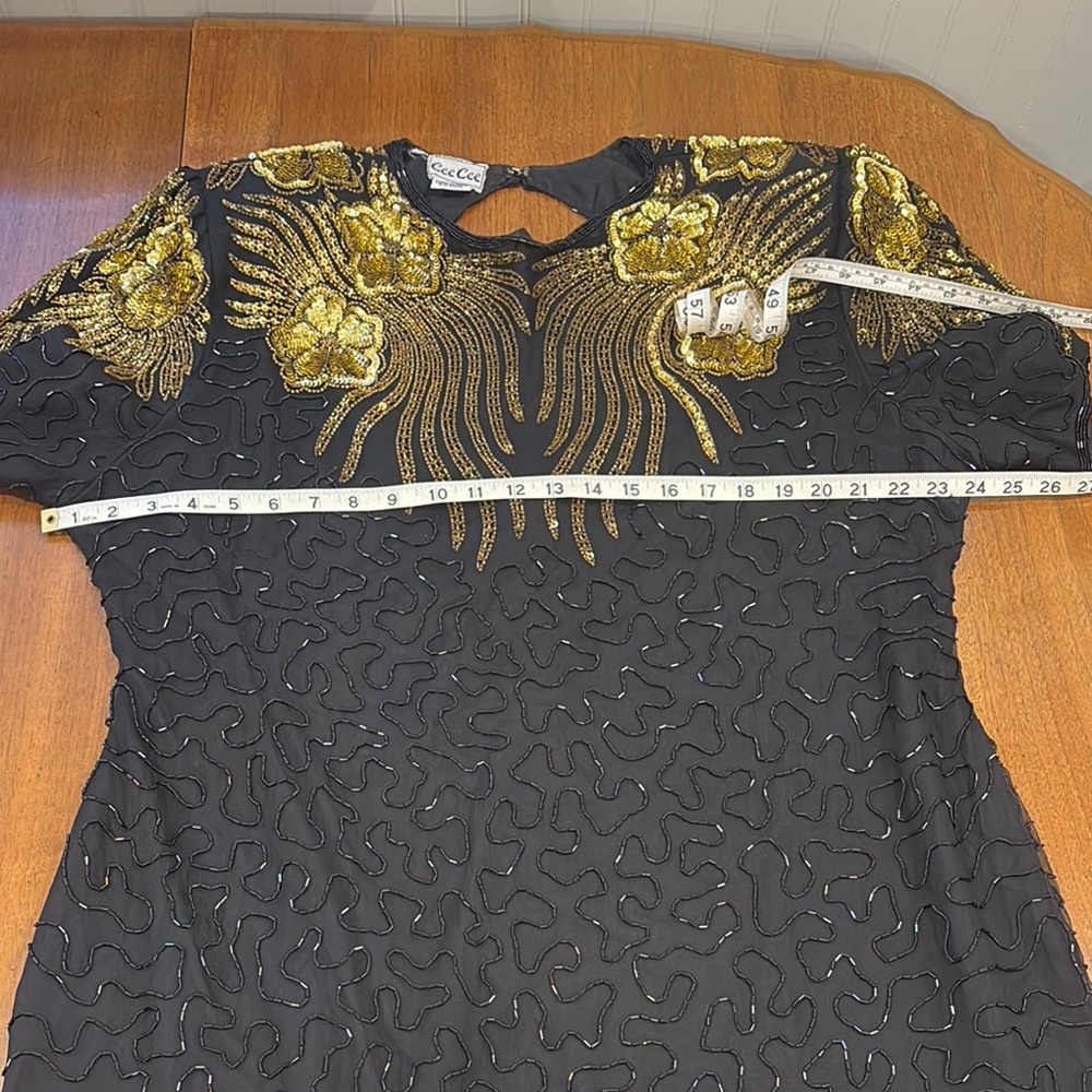 Vintage Fully Beaded Silk Shift Dress - Picture 7 of 8